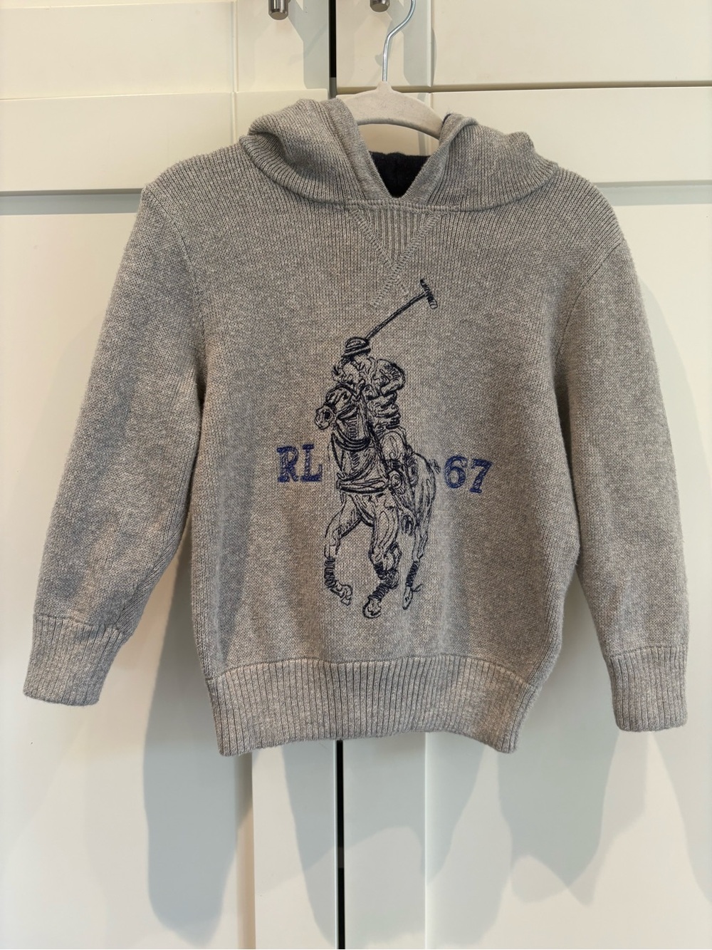 Ralph Lauren Gray Polo Player Big Pony Hooded Sweater Boys Size 2T